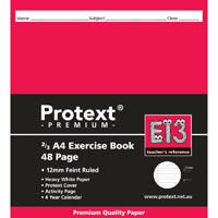protext e13 premium exercise book 2/3 ruled 12mm 70gsm 48 page a4 assorted
