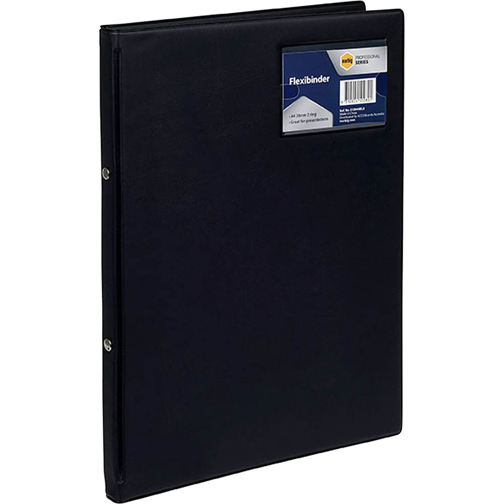Image for MARBIG PROFESSIONAL FLEXIBINDER INSERT RING BINDER 2R 20MM A4 BLACK from MOE Office Products Depot Mackay & Whitsundays