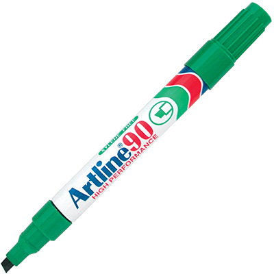 Image for ARTLINE 90 PERMANENT MARKER CHISEL 2-5MM GREEN from Barkers Rubber Stamps & Office Products Depot