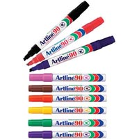 artline 90 permanent marker chisel 2-5mm assorted pack 12