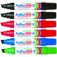 artline 100 permanent marker chisel 12mm assorted pack 6