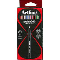 artline 200 fineliner pen 0.4mm bright assorted box 12