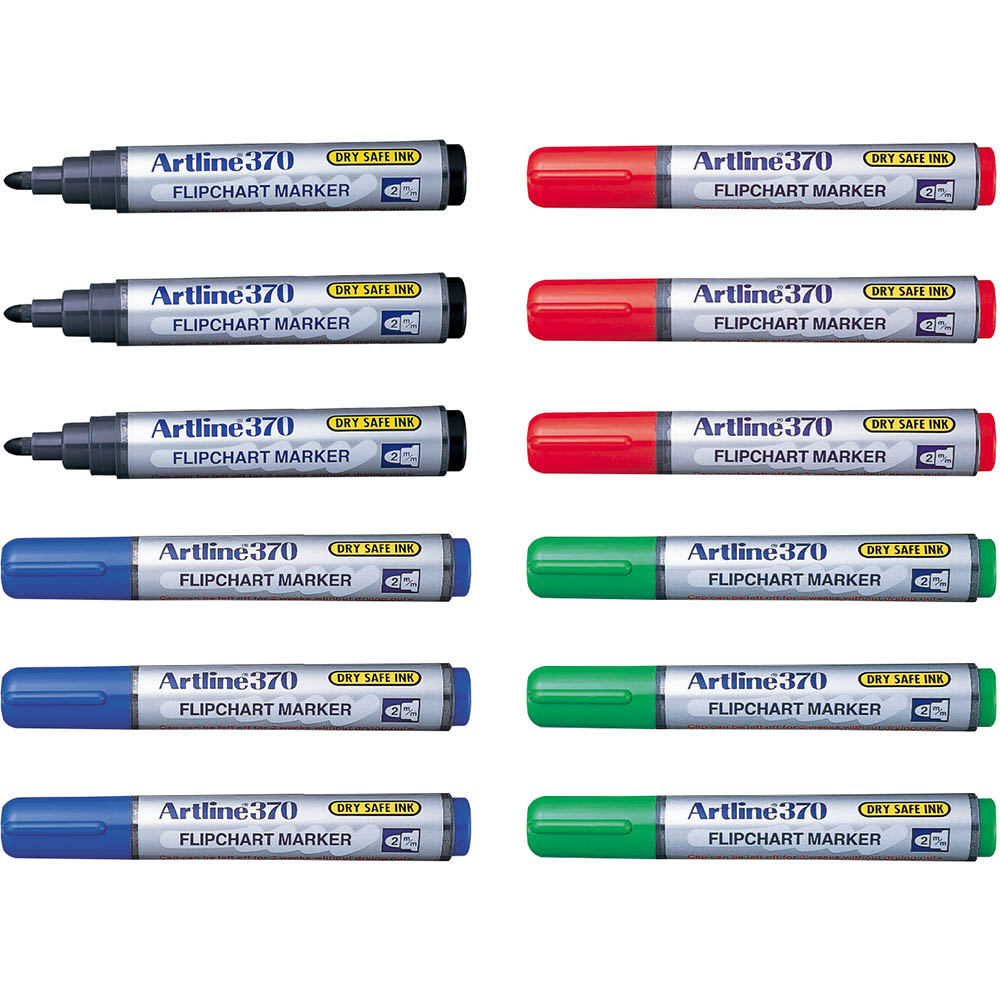 Image for ARTLINE 370 FLIPCHART MARKER BULLET 2.0MM ASSORTED BOX 12 from MOE Office Products Depot Mackay & Whitsundays