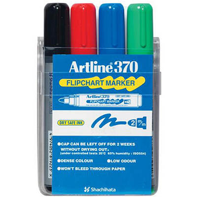 Image for ARTLINE 370 FLIPCHART MARKER BULLET 2.0MM ASSORTED WALLET 4 from Ross Office Supplies Office Products Depot