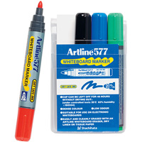 artline 577 whiteboard marker bullet 3mm assorted wallet 4