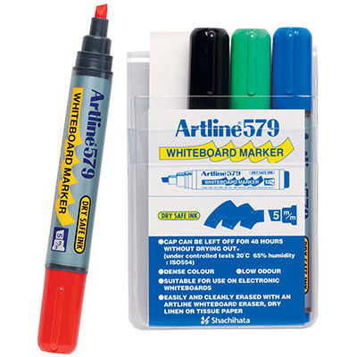 Image for ARTLINE 579 WHITEBOARD MARKER CHISEL 5MM ASSORTED WALLET 4 from Total Supplies Pty Ltd