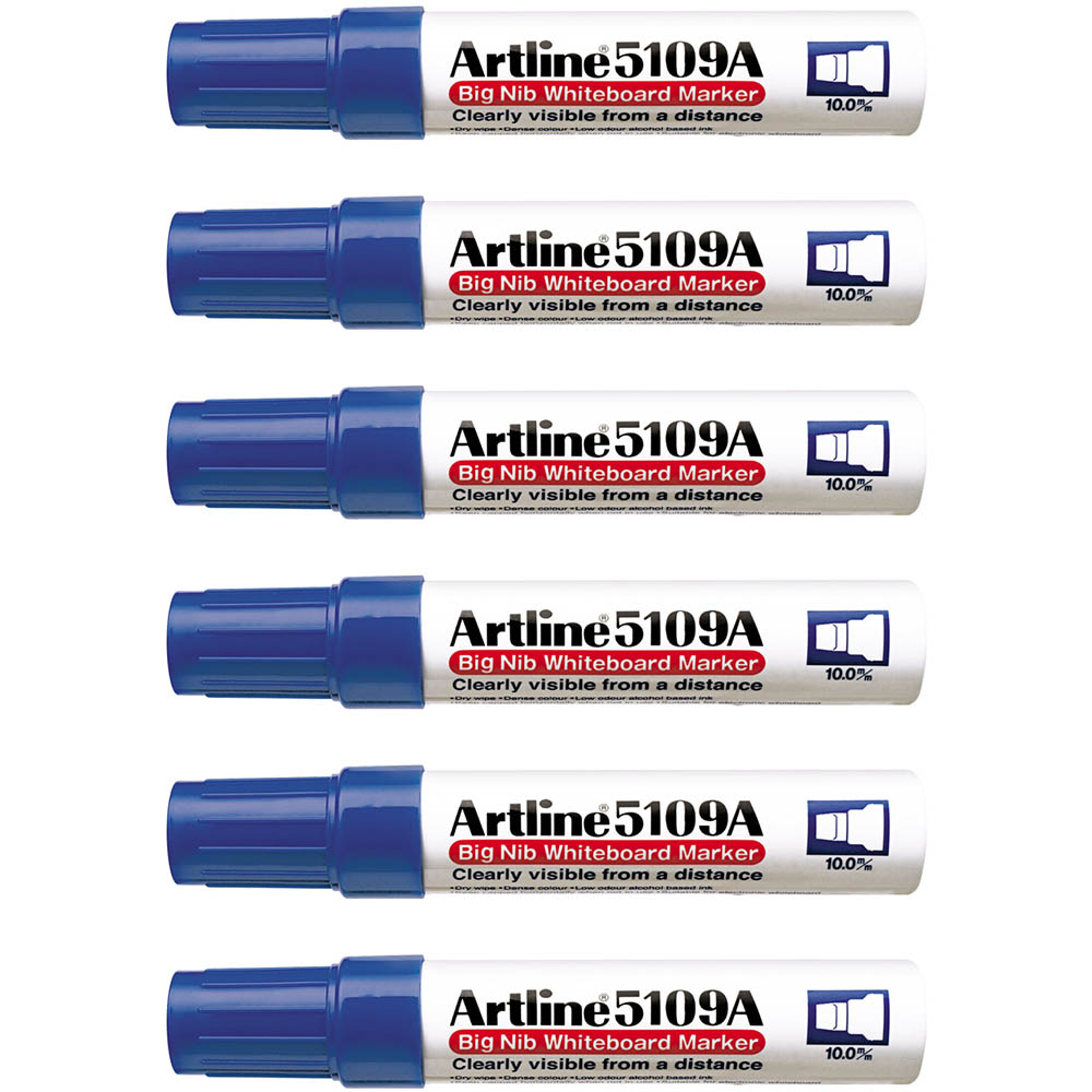 Image for ARTLINE 5109A WHITEBOARD MARKER CHISEL 10MM BLUE BOX 6 from MOE Office Products Depot Mackay & Whitsundays