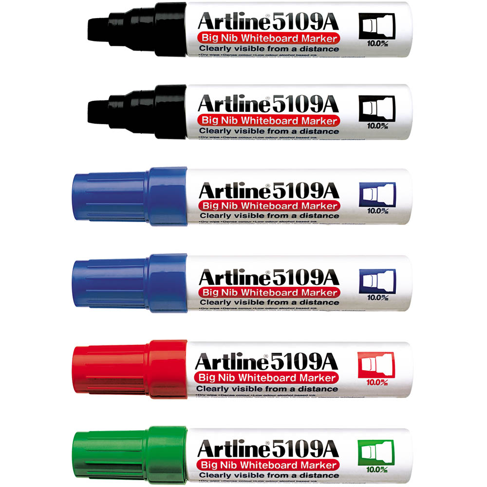 Image for ARTLINE 5109A WHITEBOARD MARKER CHISEL 10MM ASSORTED BOX 6 from MOE Office Products Depot Mackay & Whitsundays