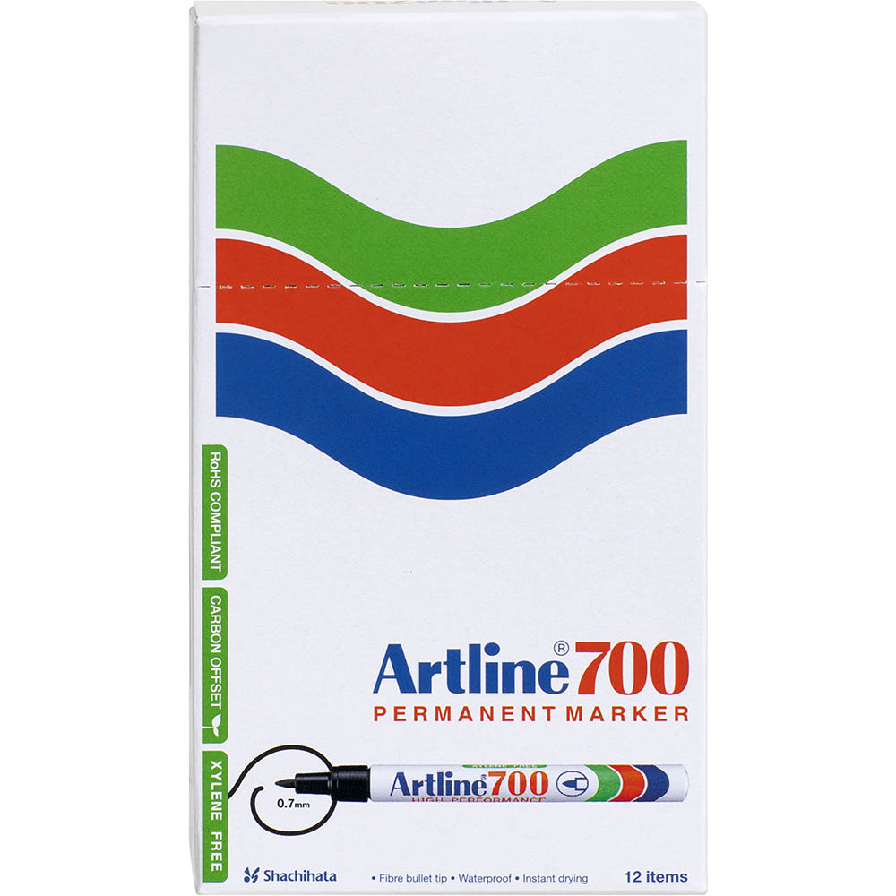 Image for ARTLINE 700 PERMANENT MARKER BULLET 0.7MM ASSORTED BOX 12 from MOE Office Products Depot Mackay & Whitsundays