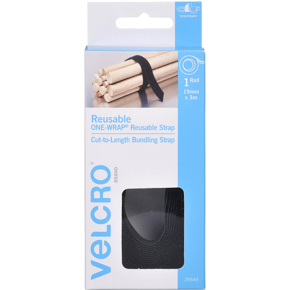 Image for VELCRO BRAND® ONE-WRAP® REUSABLE STRAP 19MM X 3M BLACK from Ross Office Supplies Office Products Depot