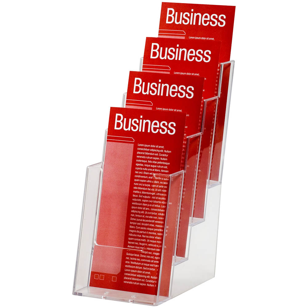Image for ESSELTE BROCHURE HOLDER FREE-STANDING 4 TIER DL CLEAR from MOE Office Products Depot Mackay & Whitsundays