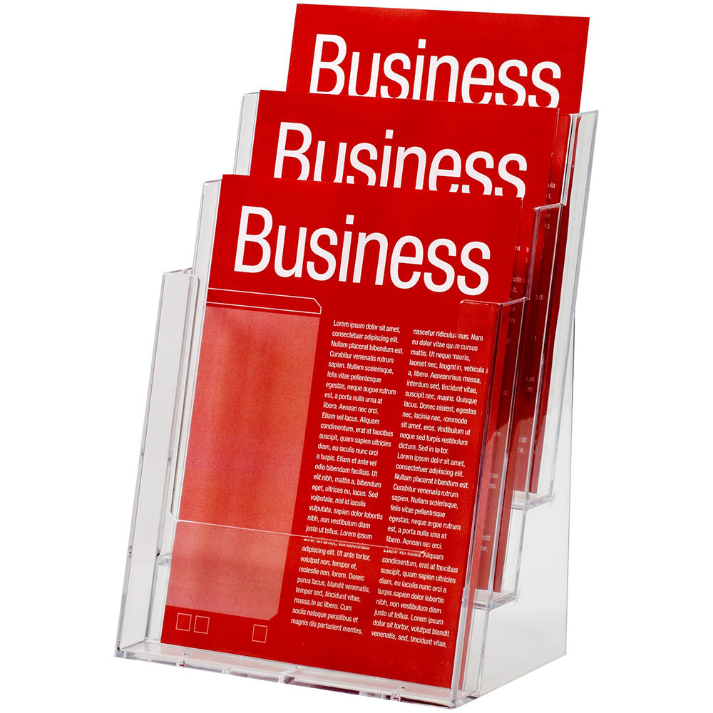 Image for ESSELTE BROCHURE HOLDER FREE-STANDING 3 TIER A4 CLEAR from Office Business Office Products Depot