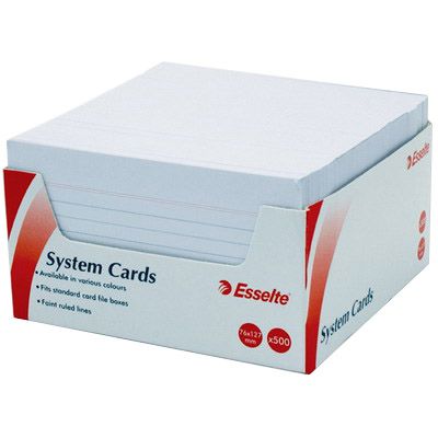 Image for ESSELTE RULED SYSTEM CARDS 127 X 76MM WHITE PACK 500 from Margaret River Office Products Depot