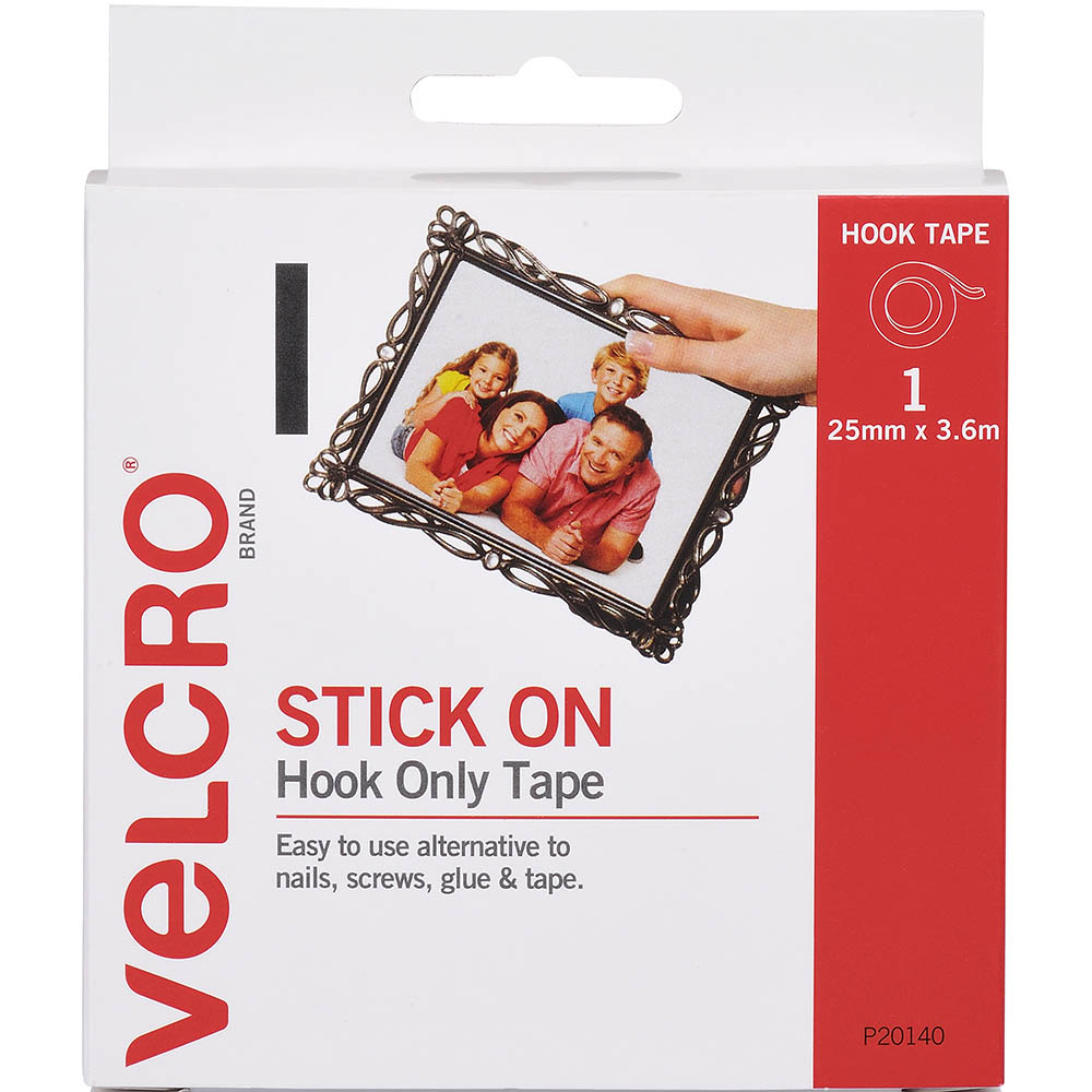 Image for VELCRO BRAND® STICK-ON HOOK TAPE 25MM X 3.6M WHITE from MOE Office Products Depot Mackay & Whitsundays