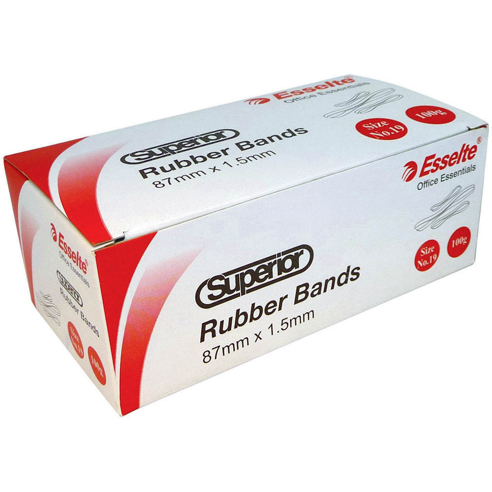 Image for ESSELTE SUPERIOR RUBBER BANDS SIZE 32 100G BOX from MOE Office Products Depot Mackay & Whitsundays