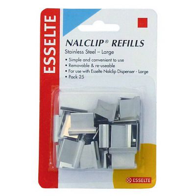 Image for ESSELTE NALCLIP REFILLS LARGE SILVER PACK 25 from Office Business Office Products Depot