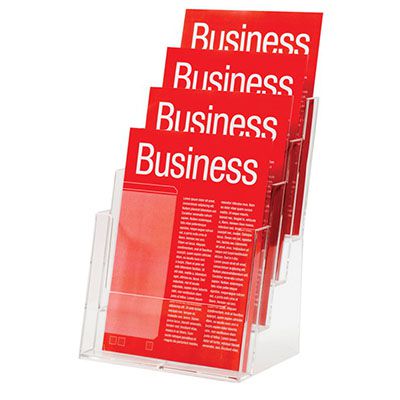 Image for ESSELTE BROCHURE HOLDER FREE-STANDING 4 TIER A4 CLEAR from Office Business Office Products Depot