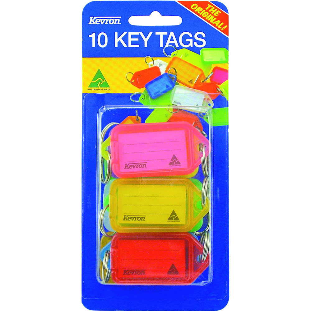 Image for KEVRON ID38 KEYTAGS FLURO ASSORTED PACK 10 from Ross Office Supplies Office Products Depot