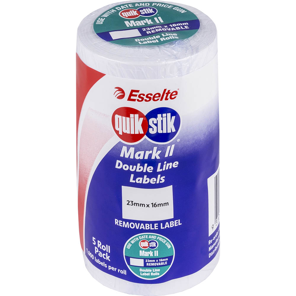 Image for QUIKSTIK MARK II PRICING GUN LABEL REMOVABLE 1000 LABELS/ROLL 23 X 16MM WHITE PACK 5 from Total Supplies Pty Ltd