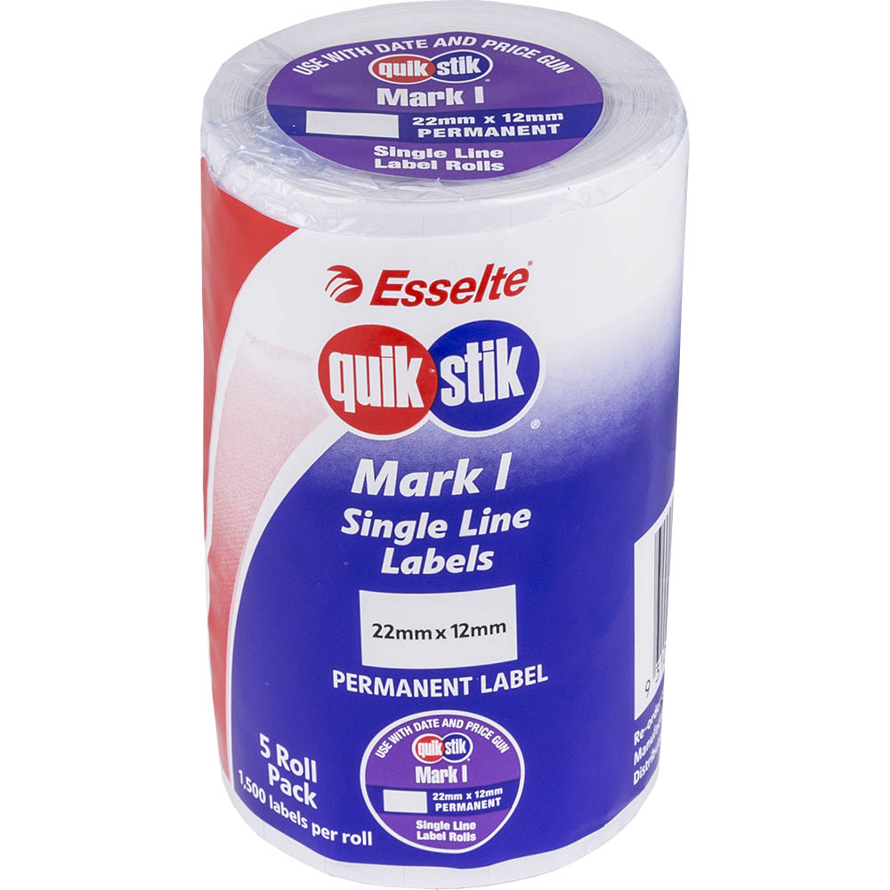 Image for QUIKSTIK MARK I PRICING GUN LABEL PERMANENT 1500 LABELS/ROLL 22 X 12MM WHITE PACK 5 from Office Products Depot Gold Coast