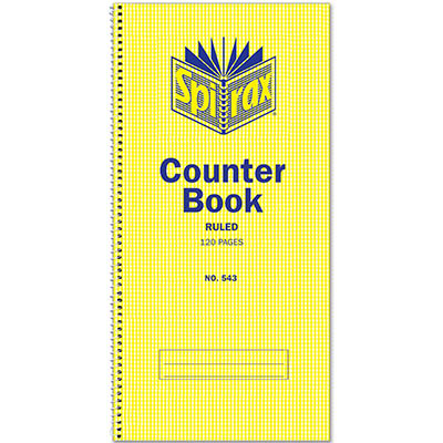 Image for SPIRAX 543 COUNTER BOOK SPIRAL BOUND SIDE OPEN FEINT RULED 120 PAGE 297 X 135MM from Ross Office Supplies Office Products Depot