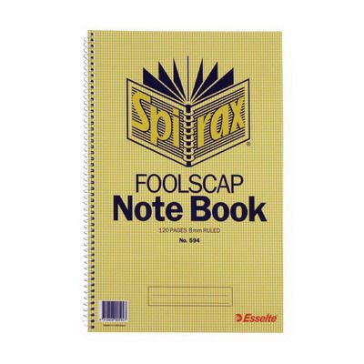 Image for SPIRAX 594 NOTEBOOK 8MM RULED SPIRAL BOUND SIDE OPEN 120 PAGE FOOLSCAP 322 X 200MM from Ross Office Supplies Office Products Depot