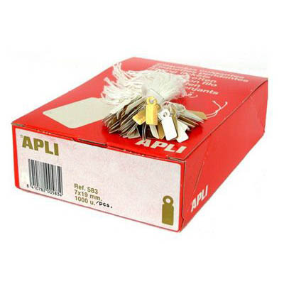Image for APLI STRUNG TICKETS 7 X 19MM WHITE BOX 1000 from Ross Office Supplies Office Products Depot