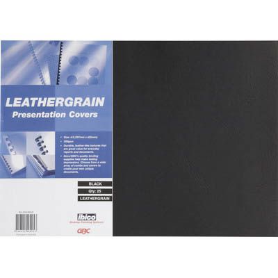 Image for GBC IBICO BINDING COVER LEATHERGRAIN 300GSM A3 BLACK PACK 25 from Albany Office Products Depot