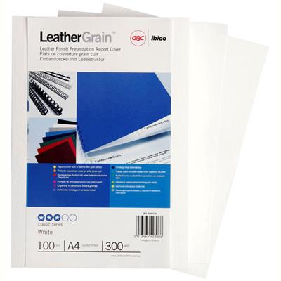 Image for GBC IBICO BINDING COVER LEATHERGRAIN 300GSM A4 WHITE PACK 100 from Ross Office Supplies Office Products Depot