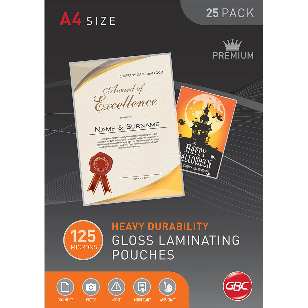 Image for GBC LAMINATING POUCH 125 MICRON A4 CLEAR PACK 25 from Office Products Depot