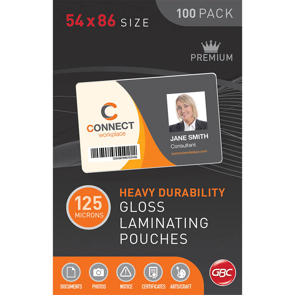 Image for GBC LAMINATING POUCH 125 MICRON 54 X 86MM CLEAR PACK 100 from Office Business Office Products Depot