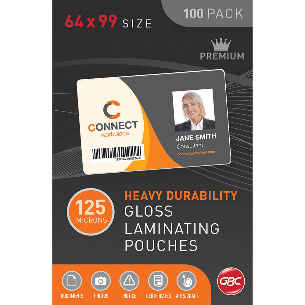 Image for GBC LAMINATING POUCH 125 MICRON 64 X 99MM CLEAR PACK 100 from Office Products Depot Gold Coast