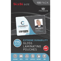 gbc laminating pouch 175 micron 54 x 86mm clear pack 100