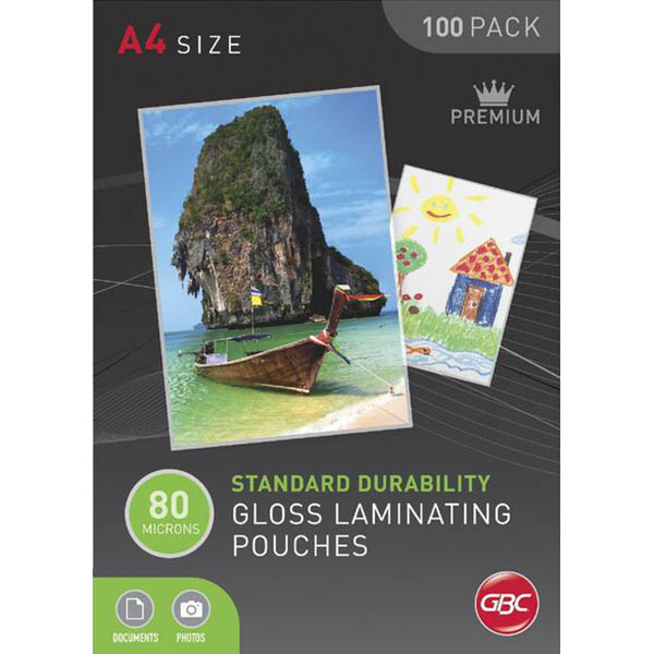 Image for GBC LAMINATING POUCH GLOSS 80 MICRON A4 CLEAR PACK 100 from Office Products Depot