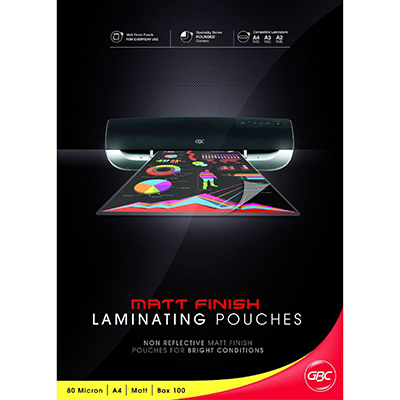 Image for GBC LAMINATING POUCH MATT 80 MICRON A4 CLEAR PACK 100 from Margaret River Office Products Depot
