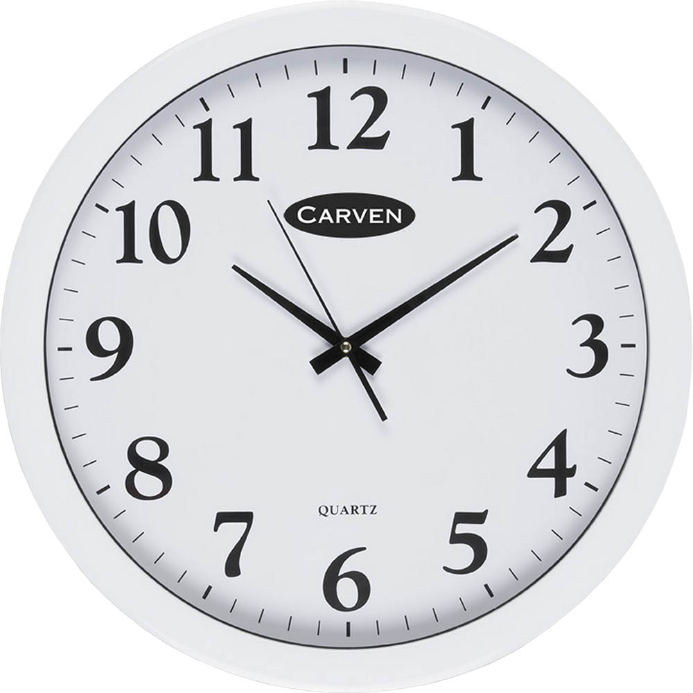 Image for CARVEN WALL CLOCK ROUND 450MM WHITE from Ross Office Supplies Office Products Depot