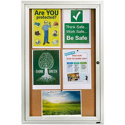Image for QUARTET ENCLOSED CORKBOARD 1 DOOR ALUMINIUM FRAME 900 X 600MM BROWN from Albany Office Products Depot