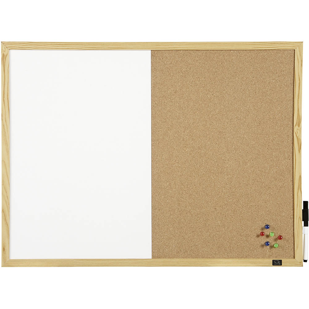Image for QUARTET COMBINATION BOARD PINE FRAME 900 X 600MM WHITE/OAK from Total Supplies Pty Ltd