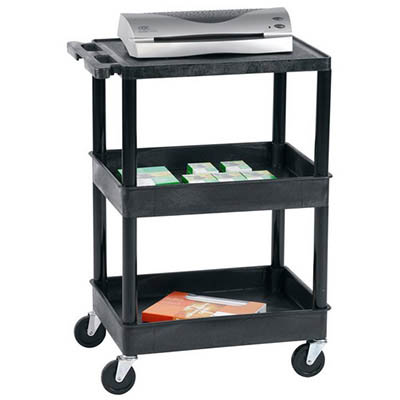 Image for TUFFY TUB TROLLEY 1 FLAT SHELF AND 2 TUBS BLACK from Ross Office Supplies Office Products Depot
