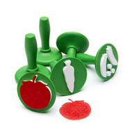 educational colours paint and dough stampers vegetables set green/white