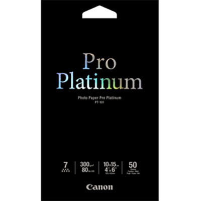 Image for CANON PT-101 PRO PLATINUM PHOTO PAPER 300GSM 6 X 4 INCH WHITE PACK 50 from Ross Office Supplies Office Products Depot