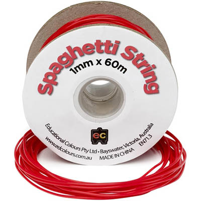 Image for EDUCATIONAL COLOURS SPAGHETTI STRING PVC TUBE 1MM X 60M RED from Ross Office Supplies Office Products Depot