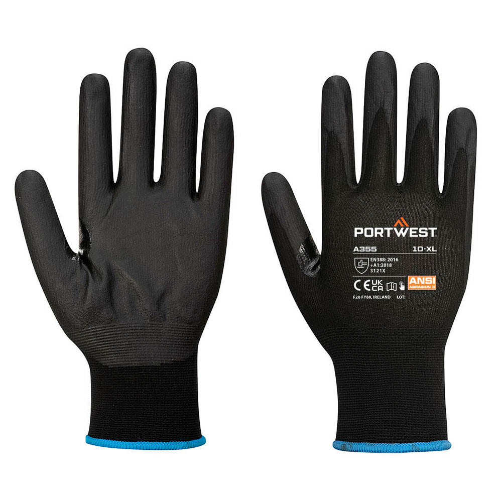 Image for PORTWEST NPR15 NITRILE FOAM TOUCHSCREEN GLOVE MEDIUM BLACK PACK 12 from Barkers Rubber Stamps & Office Products Depot