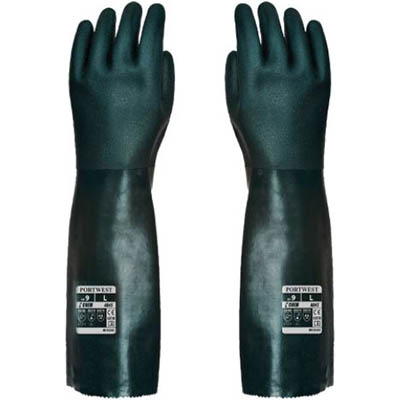 Image for PORTWEST A845 DOUBLE DIPPED PVC LONG GAUNTLET GREEN XL from Barkers Rubber Stamps & Office Products Depot