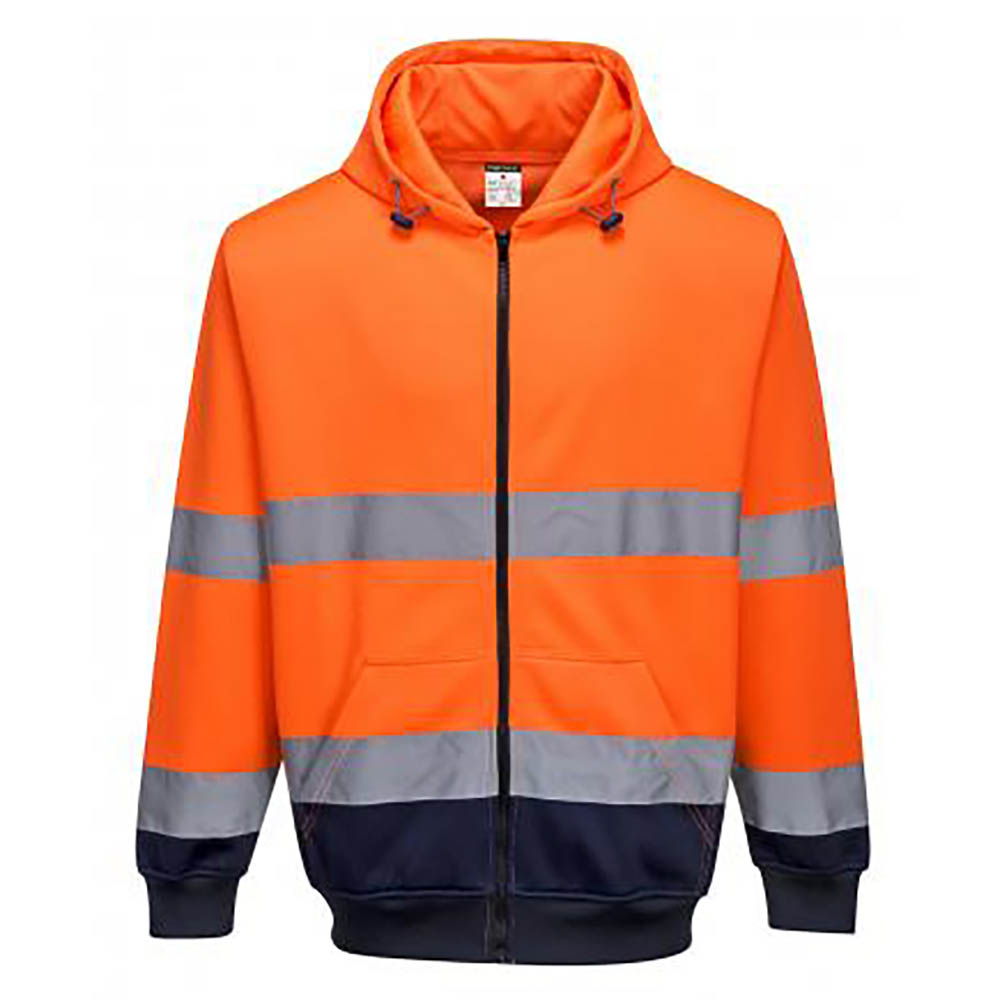 Image for PORTWEST HIGH VISIBILITY ZIPPED HOODY TWO-TONE LARGE ORANGE NAVY from Total Supplies Pty Ltd