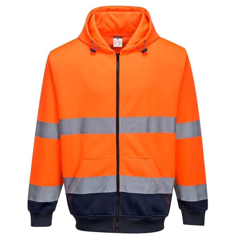 Image for PORTWEST HIGH VISIBILITY ZIPPED HOODY TWO-TONE MEDIUM ORANGE NAVY from Ross Office Supplies Office Products Depot