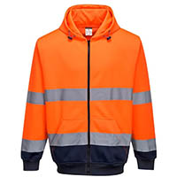portwest high visibility zipped hoody two-tone medium orange navy