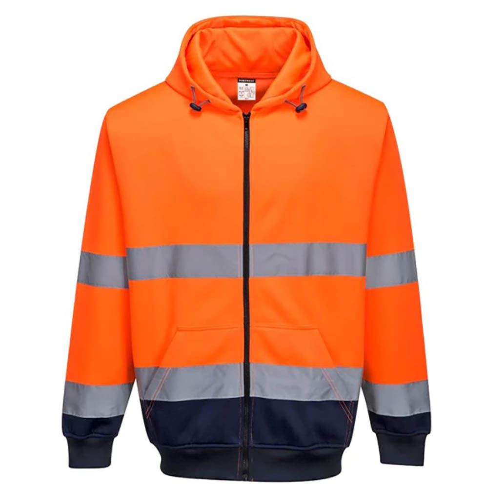 Image for PORTWEST HIGH VISIBILITY ZIPPED HOODY TWO-TONE SMALL ORANGE NAVY from Office Products Depot