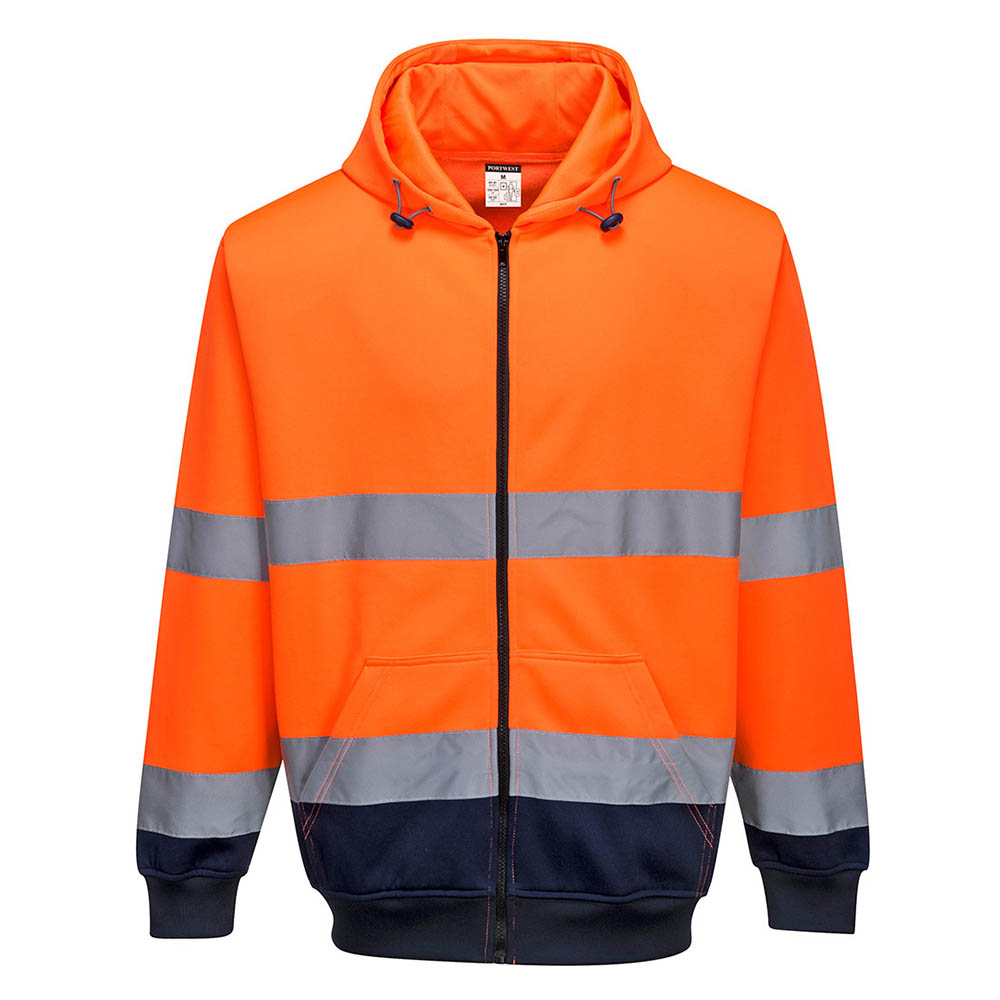Image for PORTWEST HIGH VISIBILITY ZIPPED HOODY TWO-TONE XXL ORANGE NAVY from Total Supplies Pty Ltd