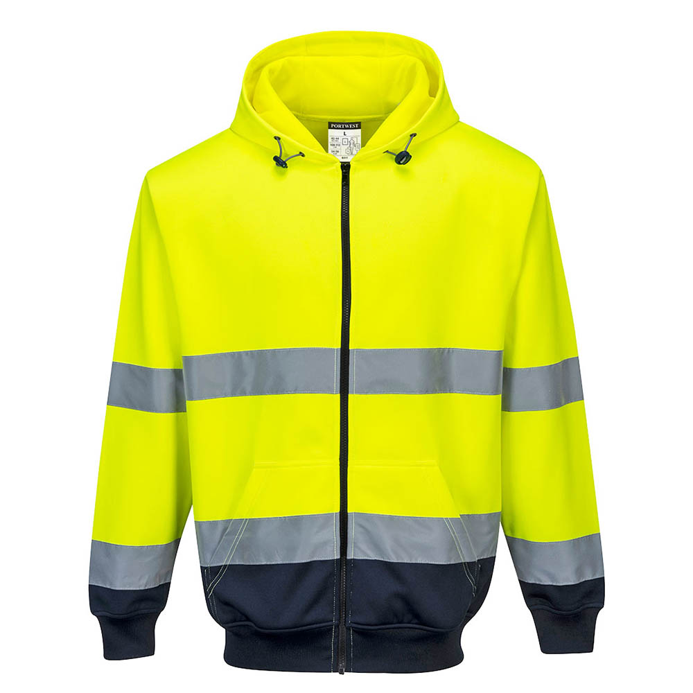 Image for PORTWEST HIGH VISIBILITY ZIPPED HOODY TWO-TONE MEDIUM YELLOW NAVY from Office Products Depot